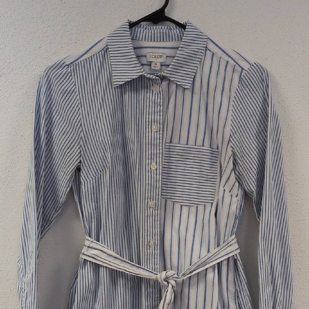 J. Crew White and Blue Striped Button-Up - Picture 2 of 3